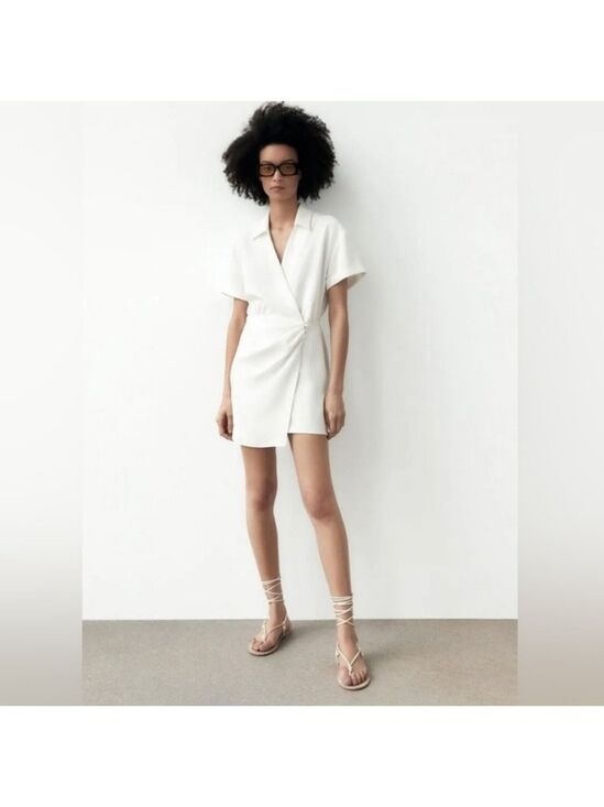 Zara Dresses & Skirts - NWT Zara Faux Wrap Front White Dress